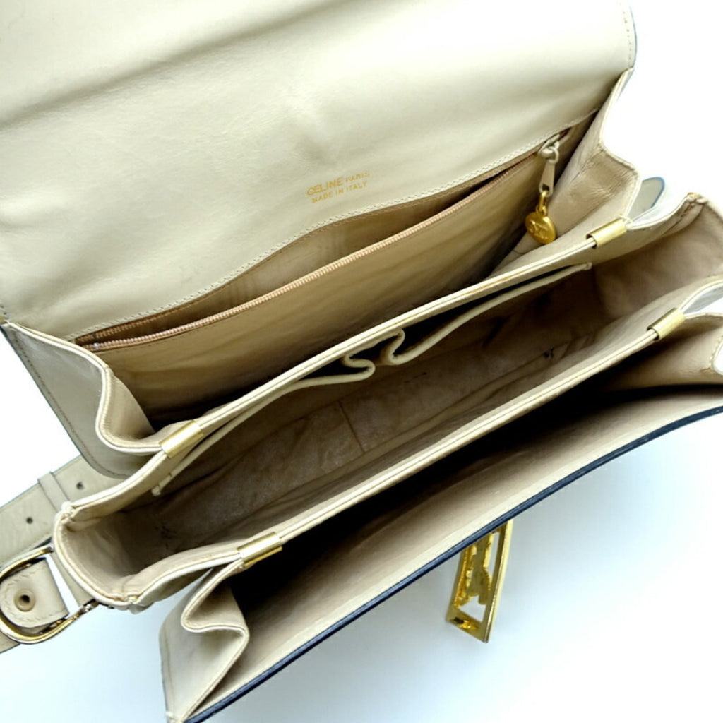 Celine Ivory Leather Shoulder Bag