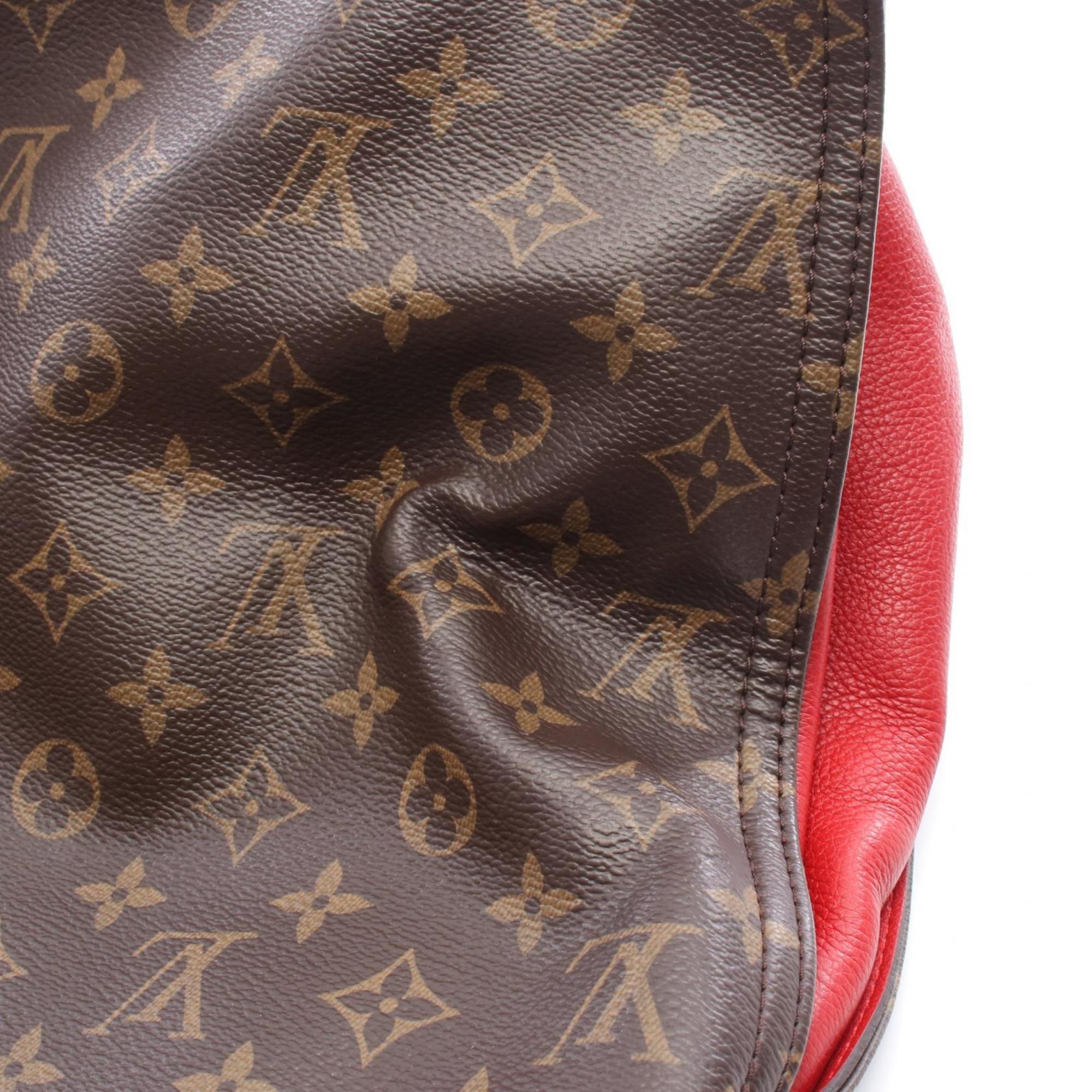 Louis Vuitton Brown Monogram Red Color Coated Canvas Leather Handbag Shoulder Bag
