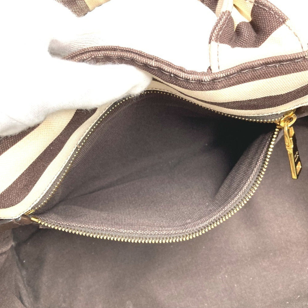 Prada Brown White Canvas Handbag Tote Bag