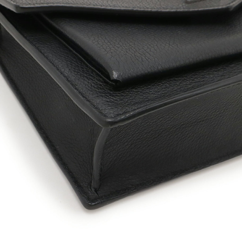 Louis Vuitton Noir Leather Clutch Bag Pochette Shoulder Bag
