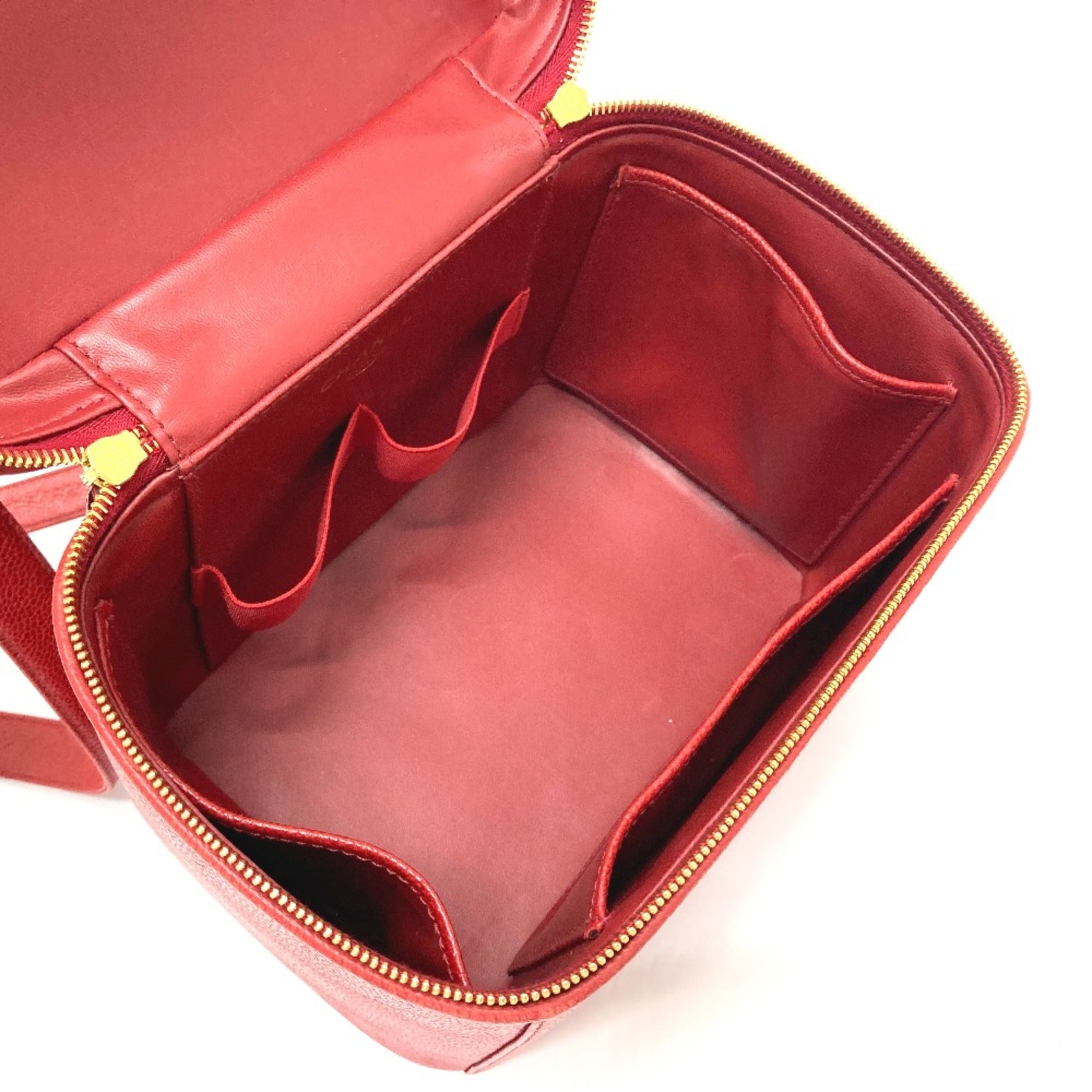 Chanel Red Leather Shoulder Bag