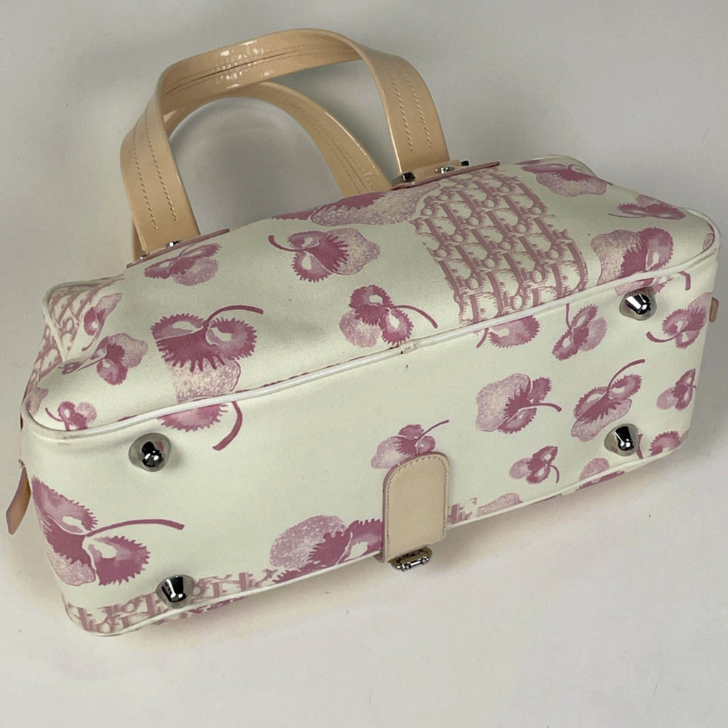 Christian Dior Pink Beige Canvas Leather Handbag (Pre-Owned)