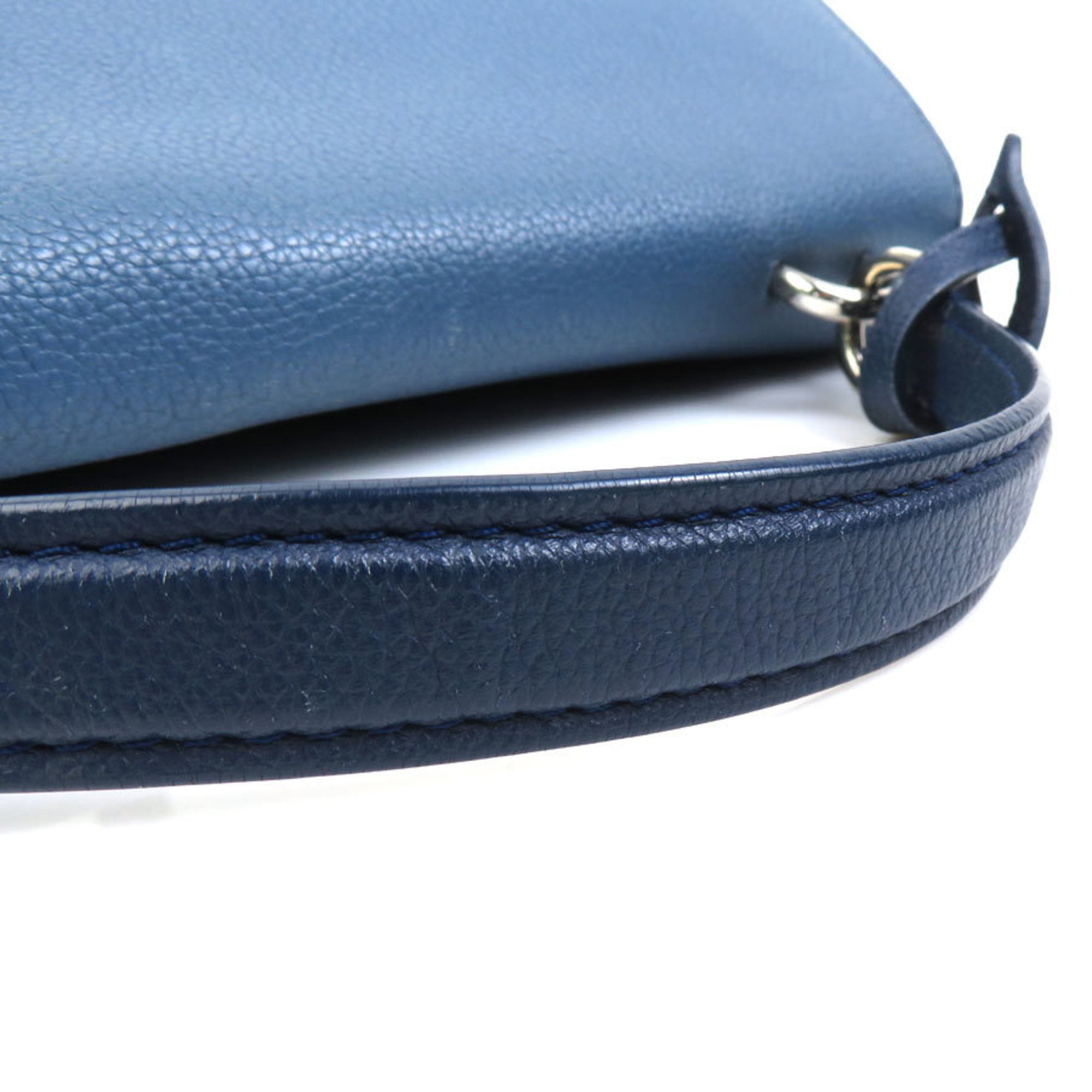 Louis Vuitton Blue Ivory Leather Handbag Shoulder Bag