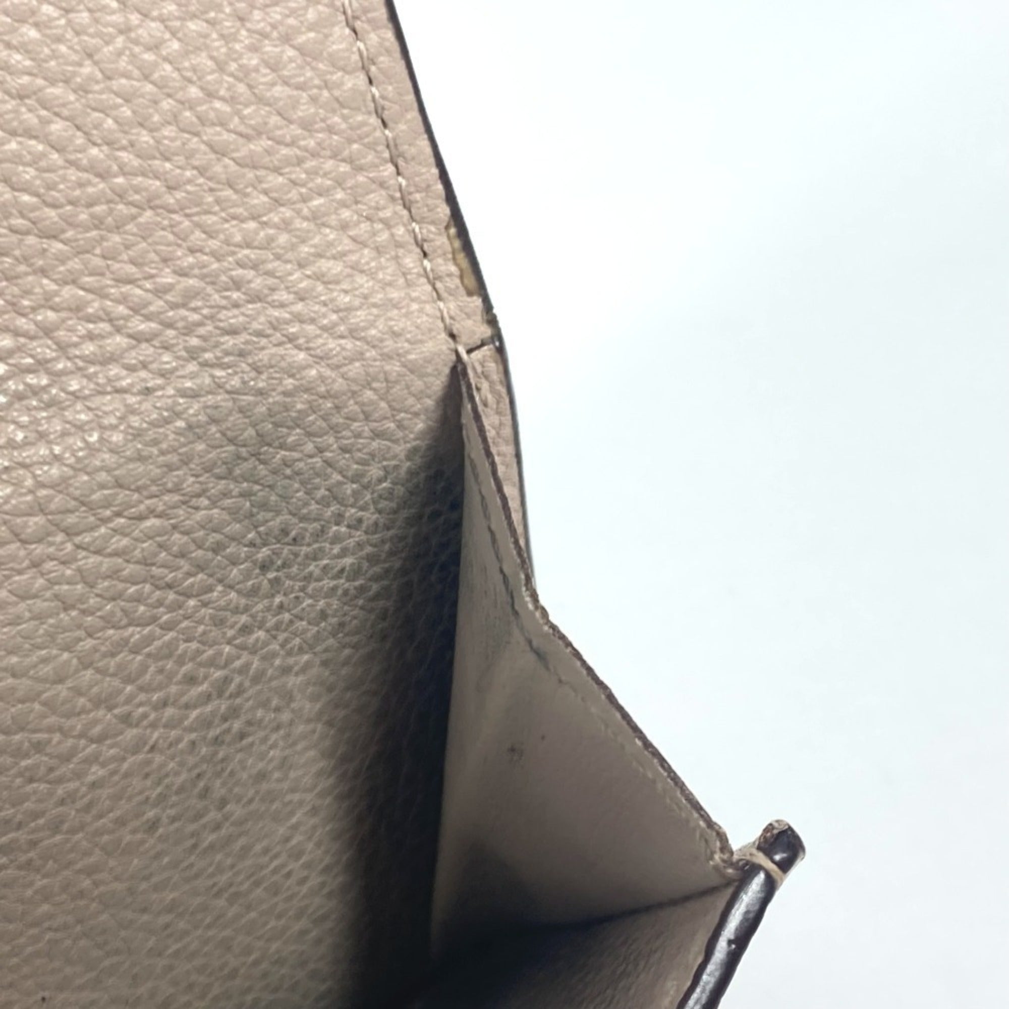 Louis Vuitton Beige Grayish Leather Wallet (Tri-Fold)