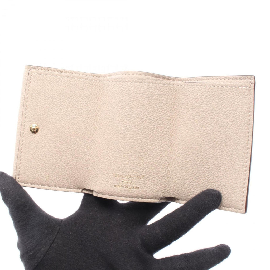 Louis Vuitton Beige Grayish Leather Wallet (Tri-Fold)