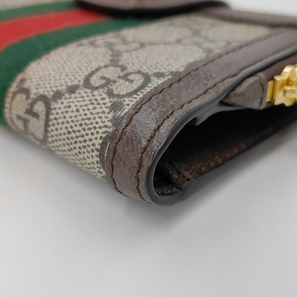 Gucci Beige Brown Gg Supreme Leather Wallet (Bi-Fold) (Pre-Owned)