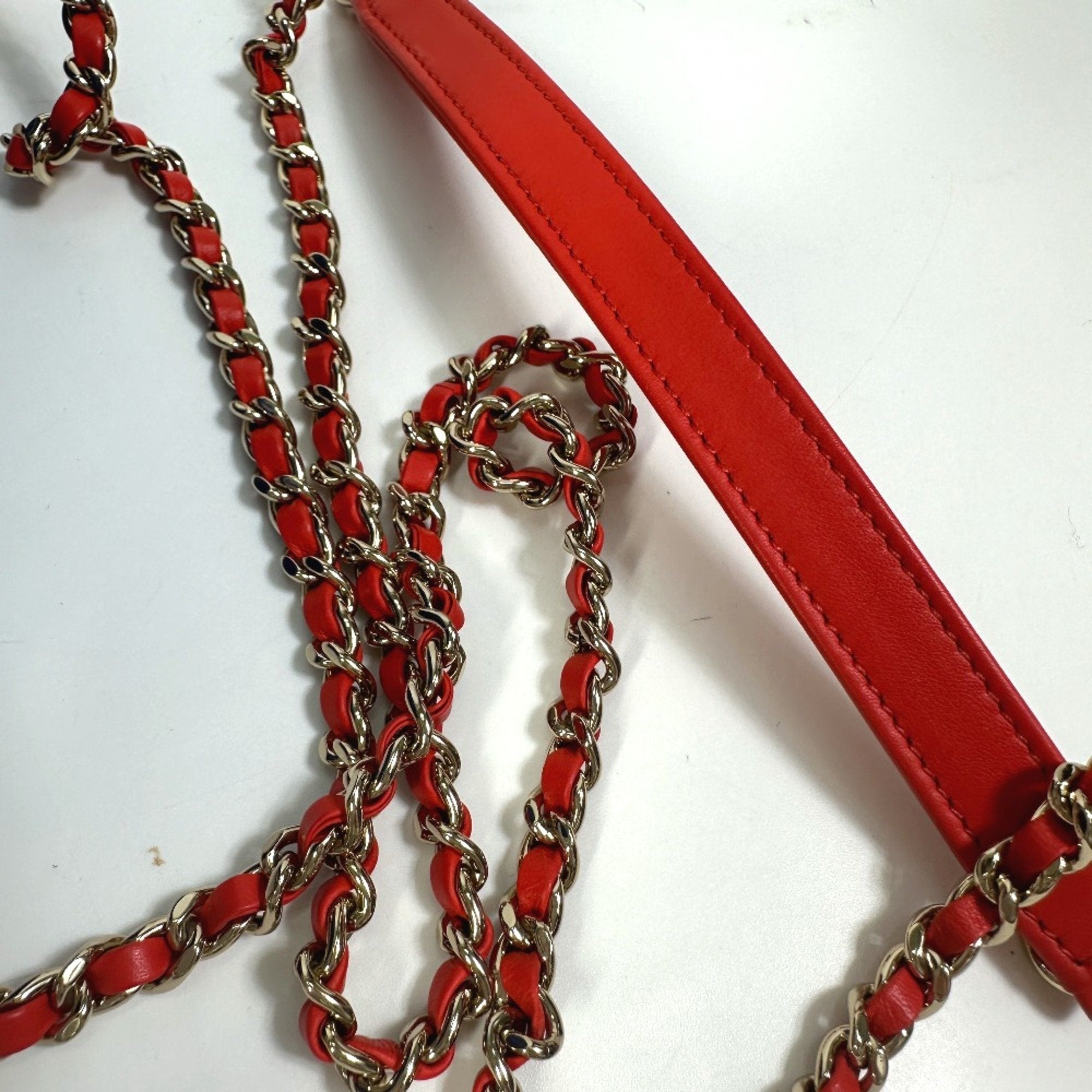 Chanel Red Leather Shoulder Bag