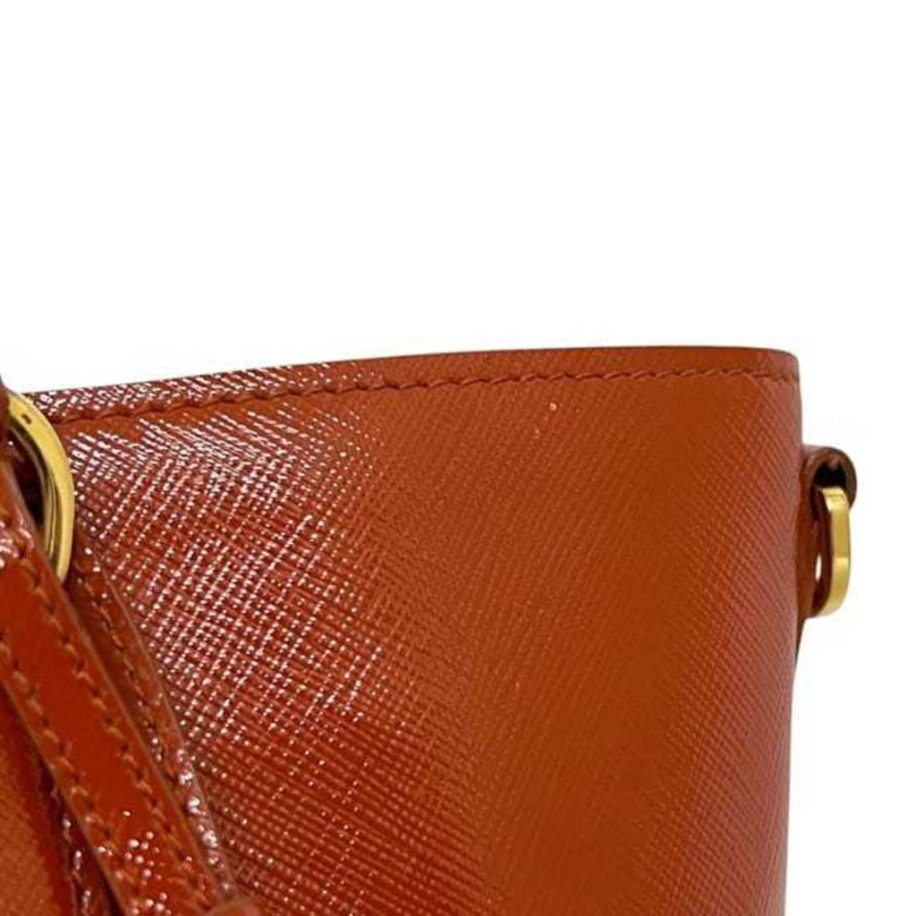 Prada Orange Patent Leather Leather Handbag Tote Bag
