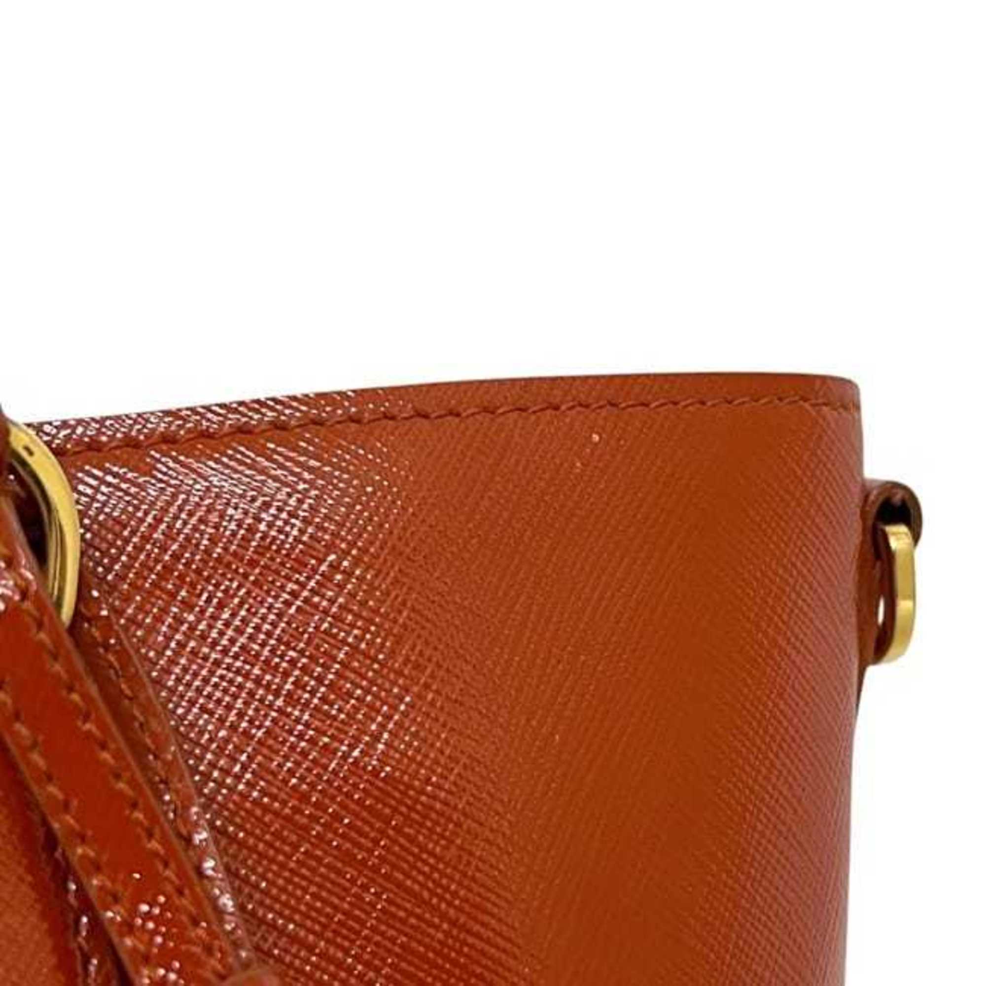 Prada Orange Patent Leather Leather Handbag Tote Bag
