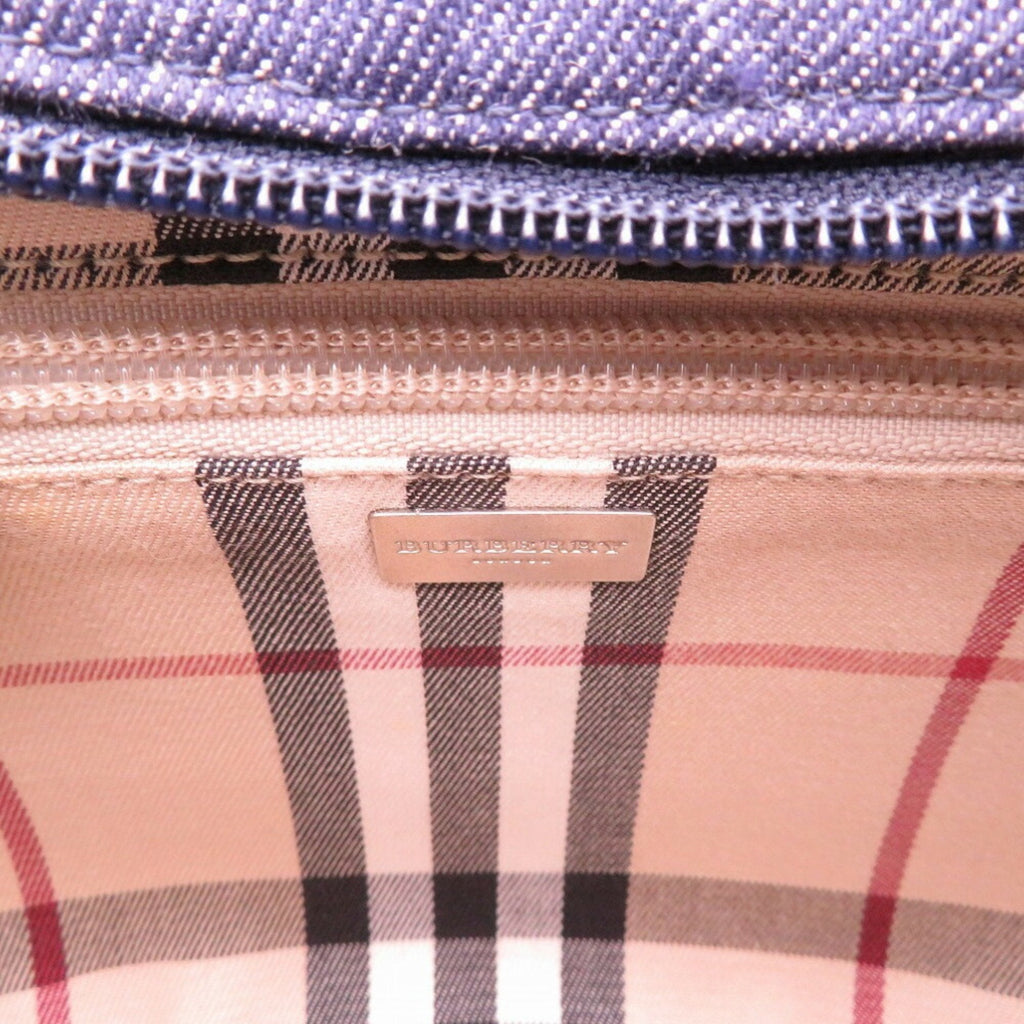 Burberry Beige Navy Denim Leather Shoulder Bag