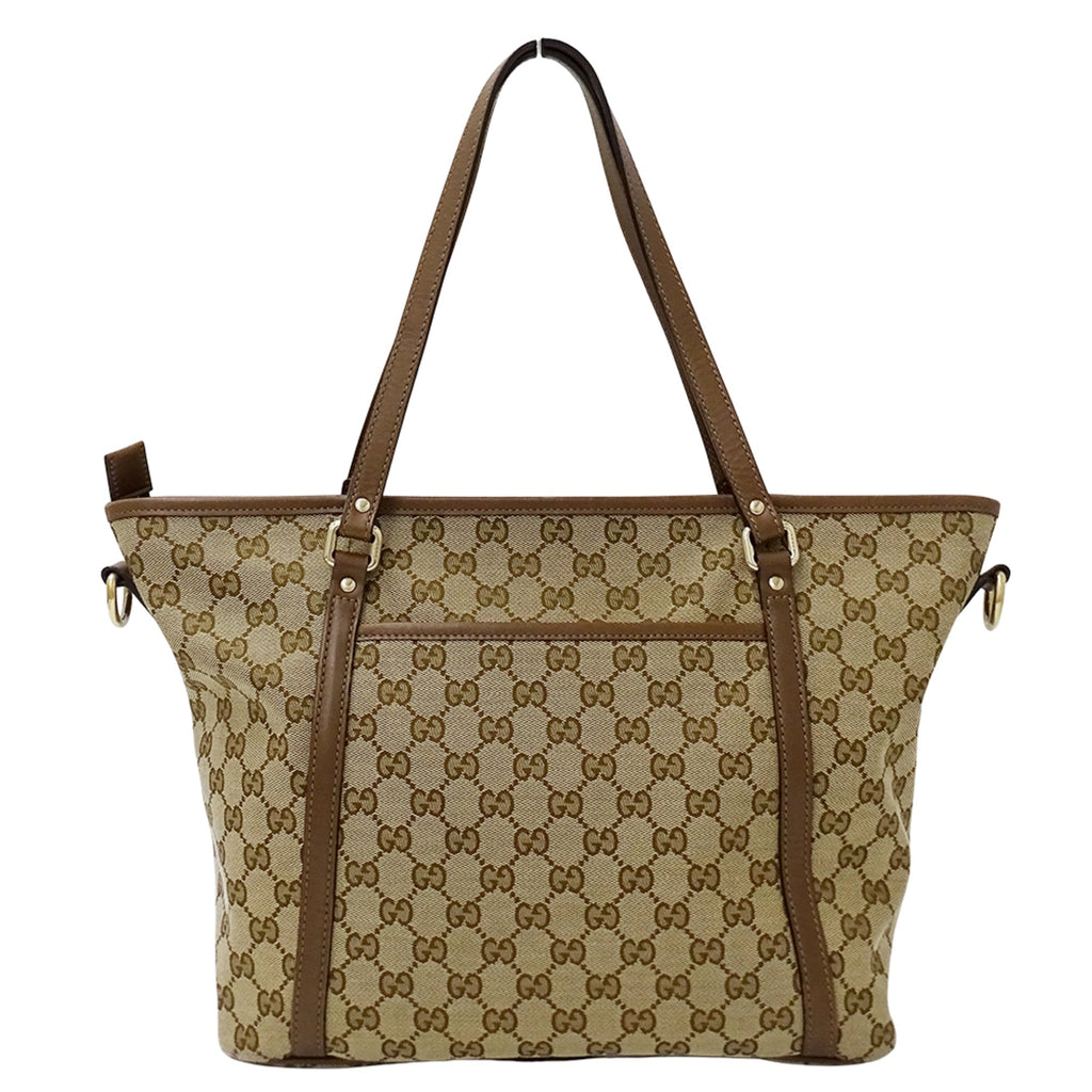 Gucci Beige Brown Gg Canvas Handbag Shoulder Bag Tote Bag (Pre-Owned)