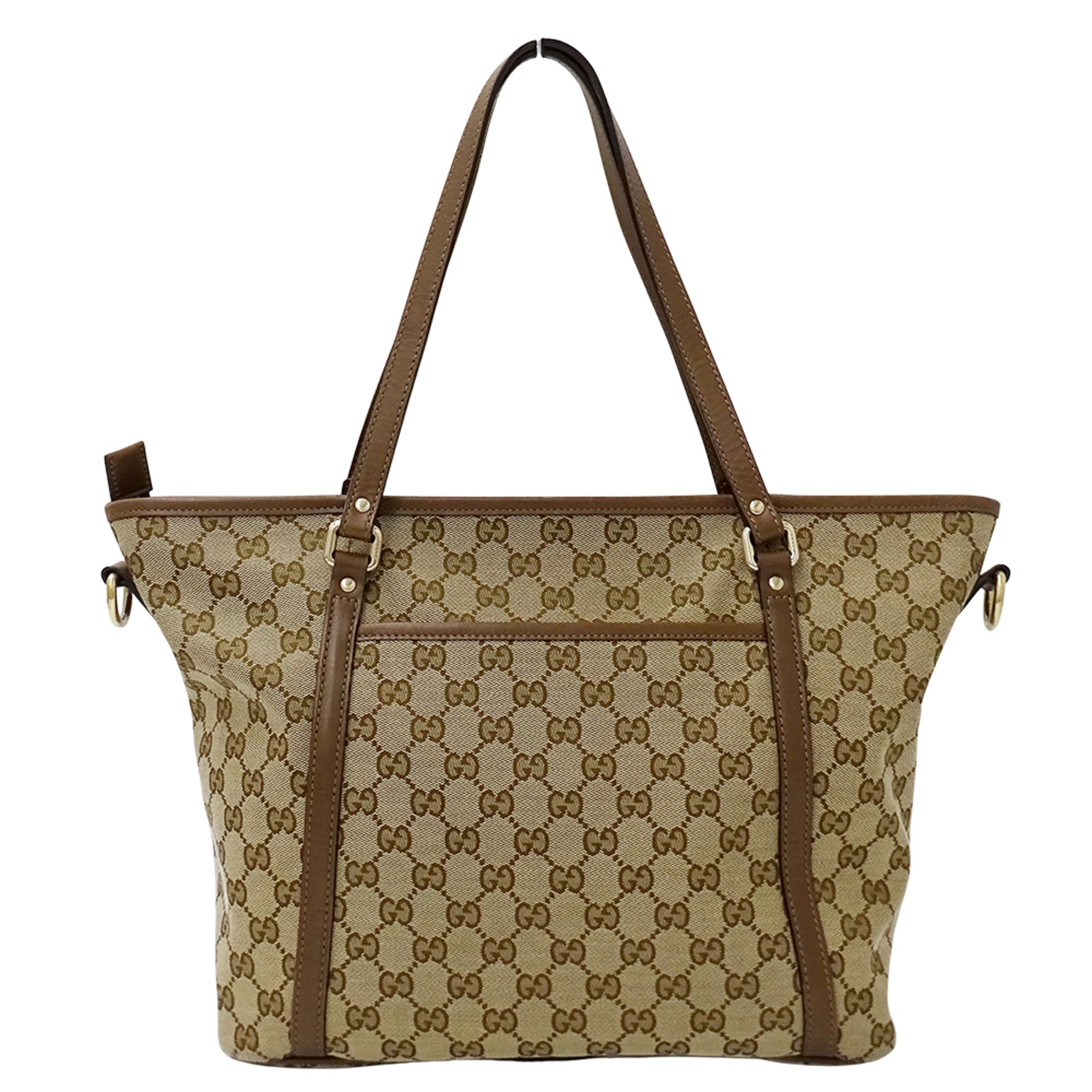 Gucci Beige Brown Gg Canvas Handbag Shoulder Bag Tote Bag (Pre-Owned)