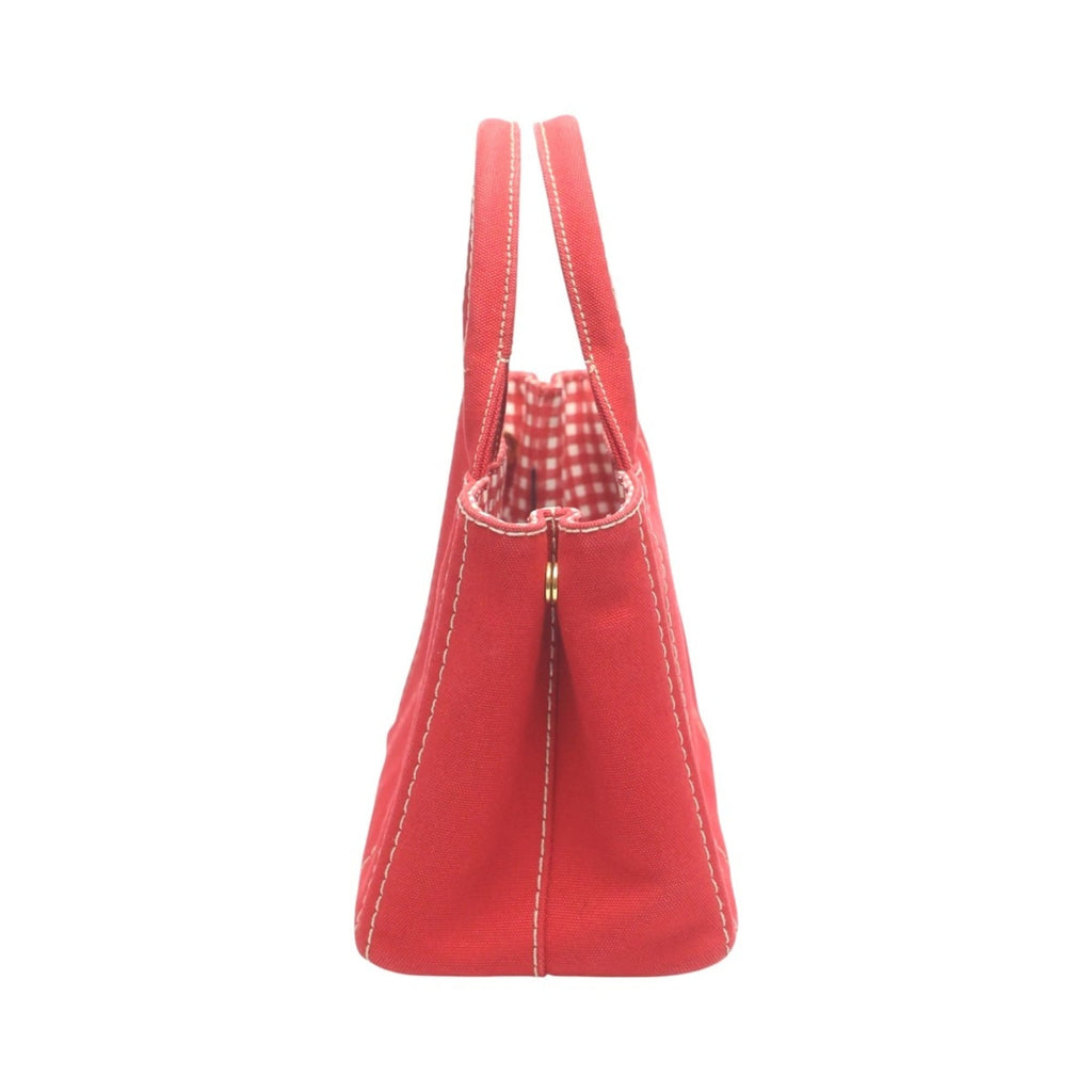Prada Red Color Canvas Tote Bag