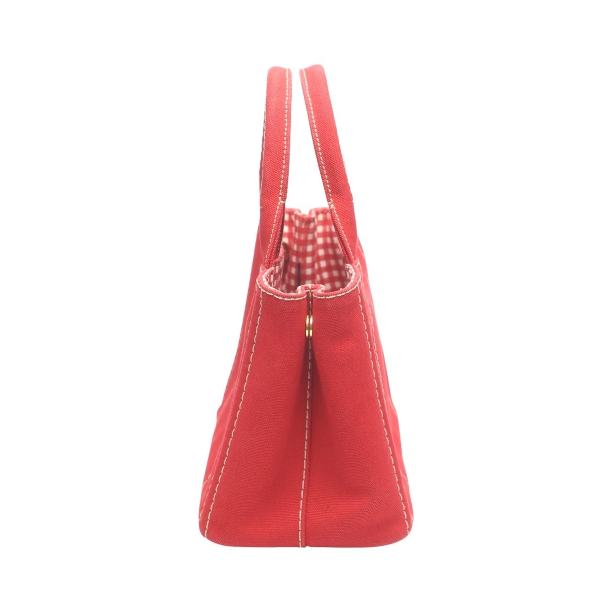 Prada Red Color Canvas Tote Bag
