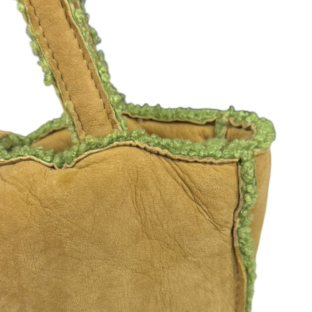 Chanel Mouton Brown Green Leather Handbag
