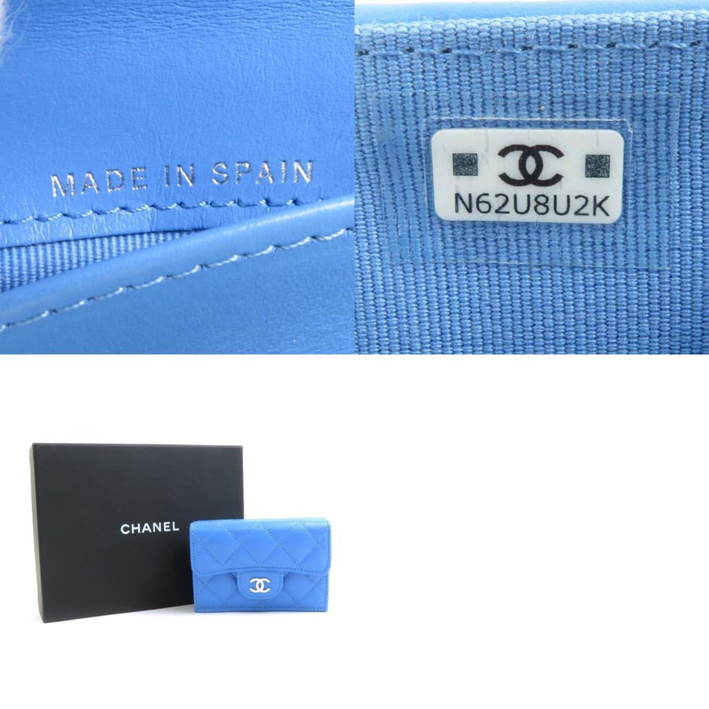 Chanel Blue Grained Calfskin Wallet (Tri-Fold)