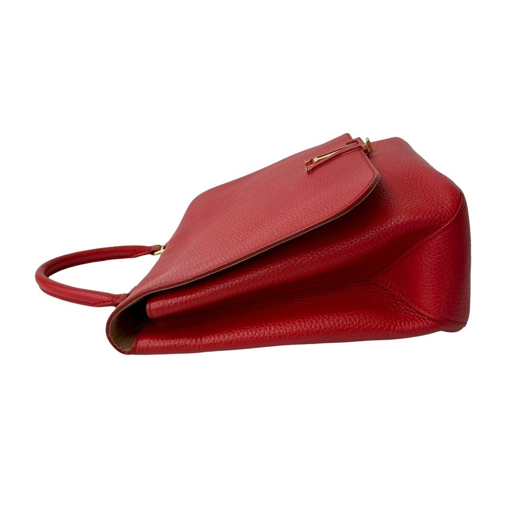 Louis Vuitton Red Color Leather Handbag Shoulder Bag Tote Bag