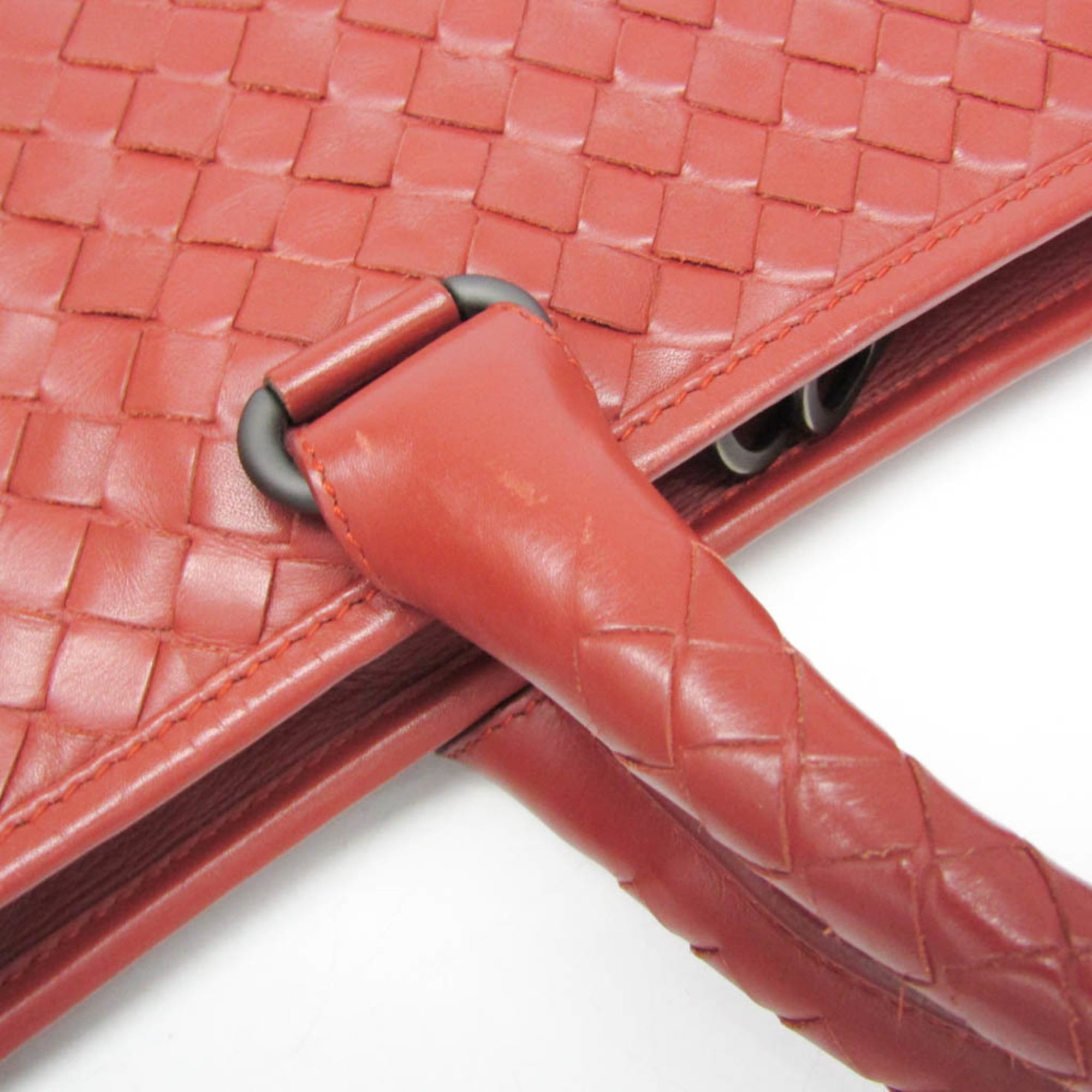 Bottega Veneta Soft Slim Briefcase Intrecciato Nappa Red Leather Briefcase Bag