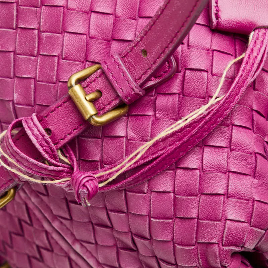 Bottega Veneta Intrecciato Purple Leather Boston Bag Handbag