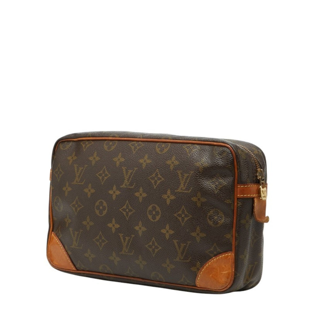 Louis Vuitton Brown Pvc Leather Clutch Bag