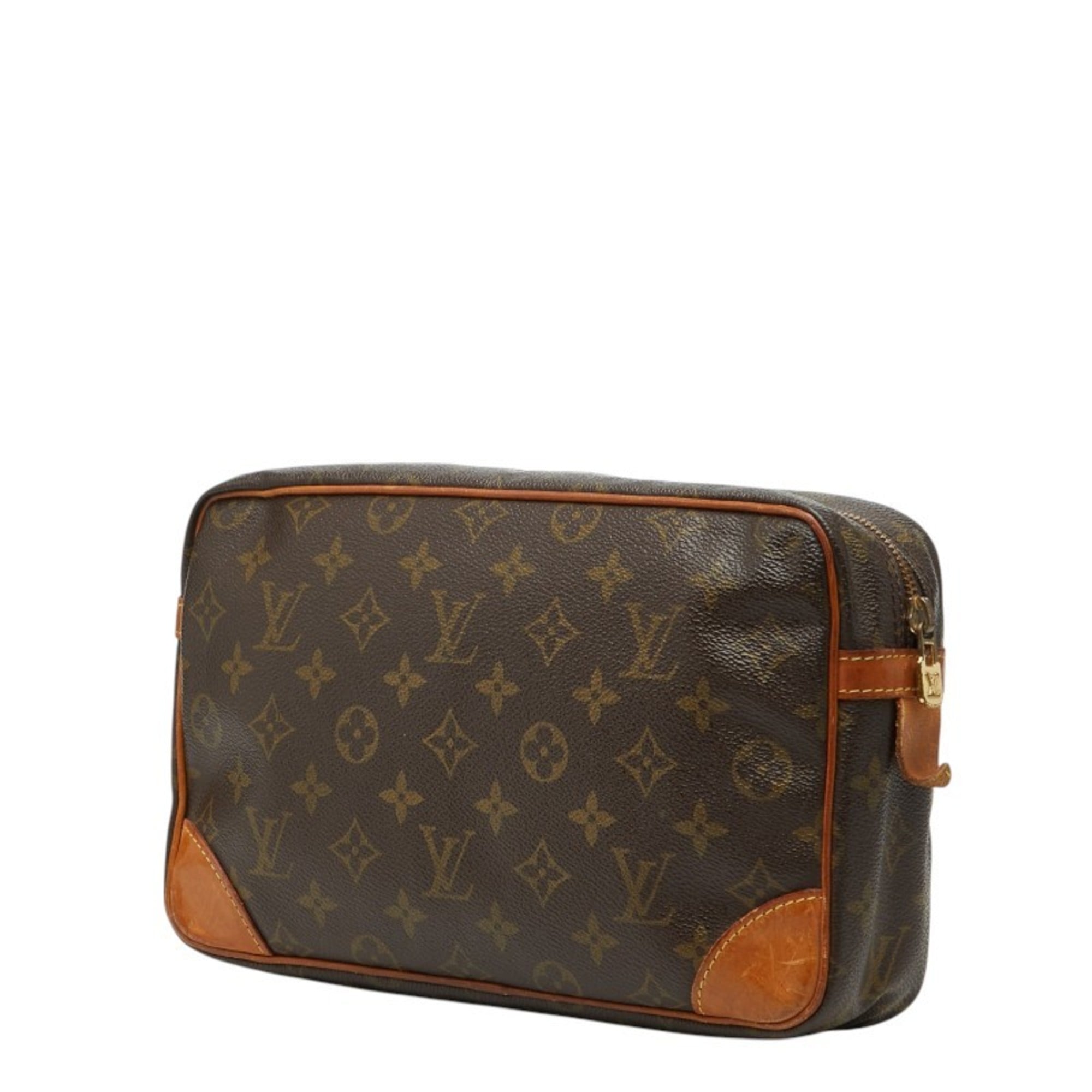 Louis Vuitton Brown Pvc Leather Clutch Bag