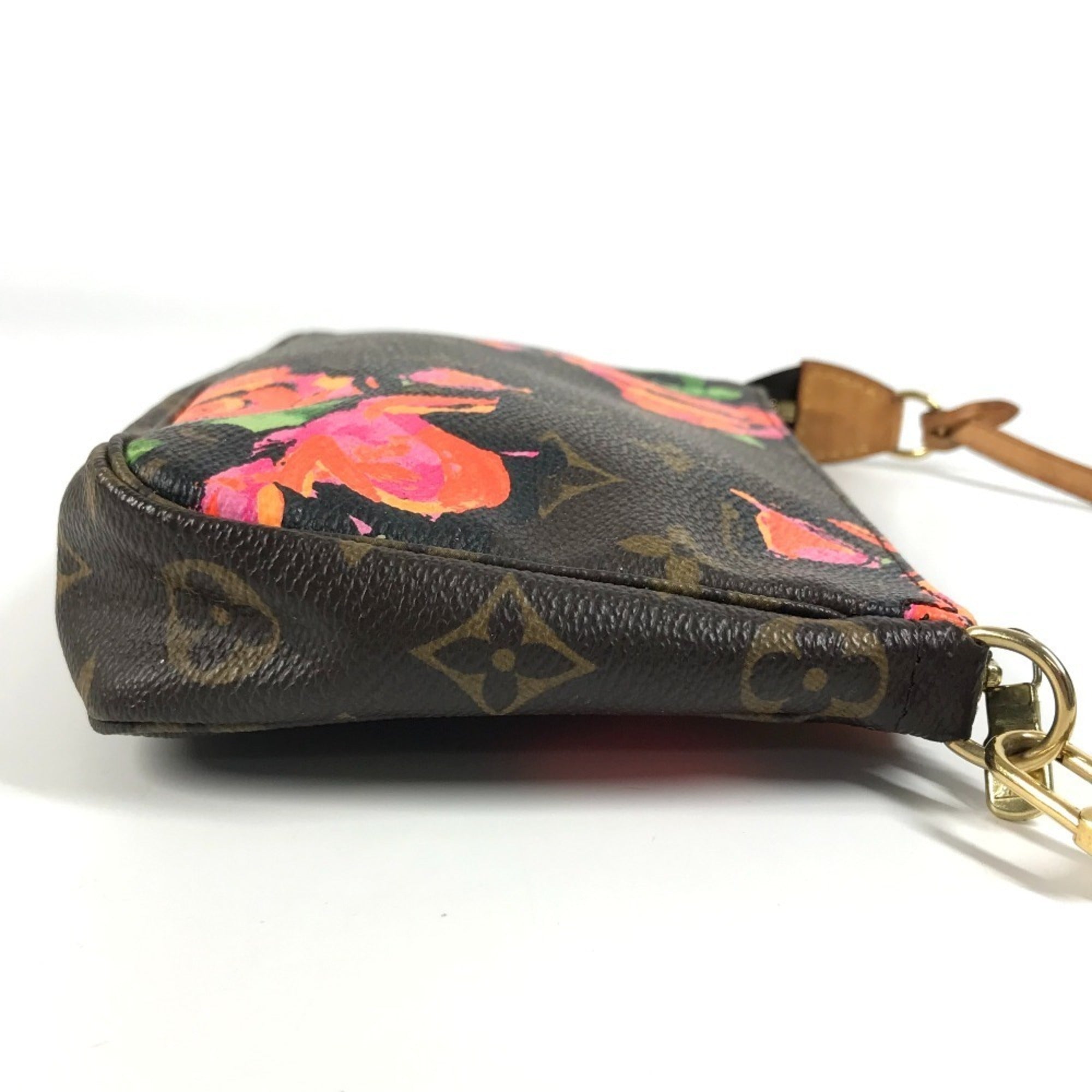 Louis Vuitton Brown Pink Rose Monogram Rose Canvas Handbag Pouch Shoulder Bag