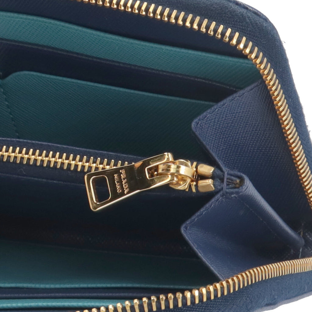Prada Blue Leather Long Wallet (Bi-Fold)