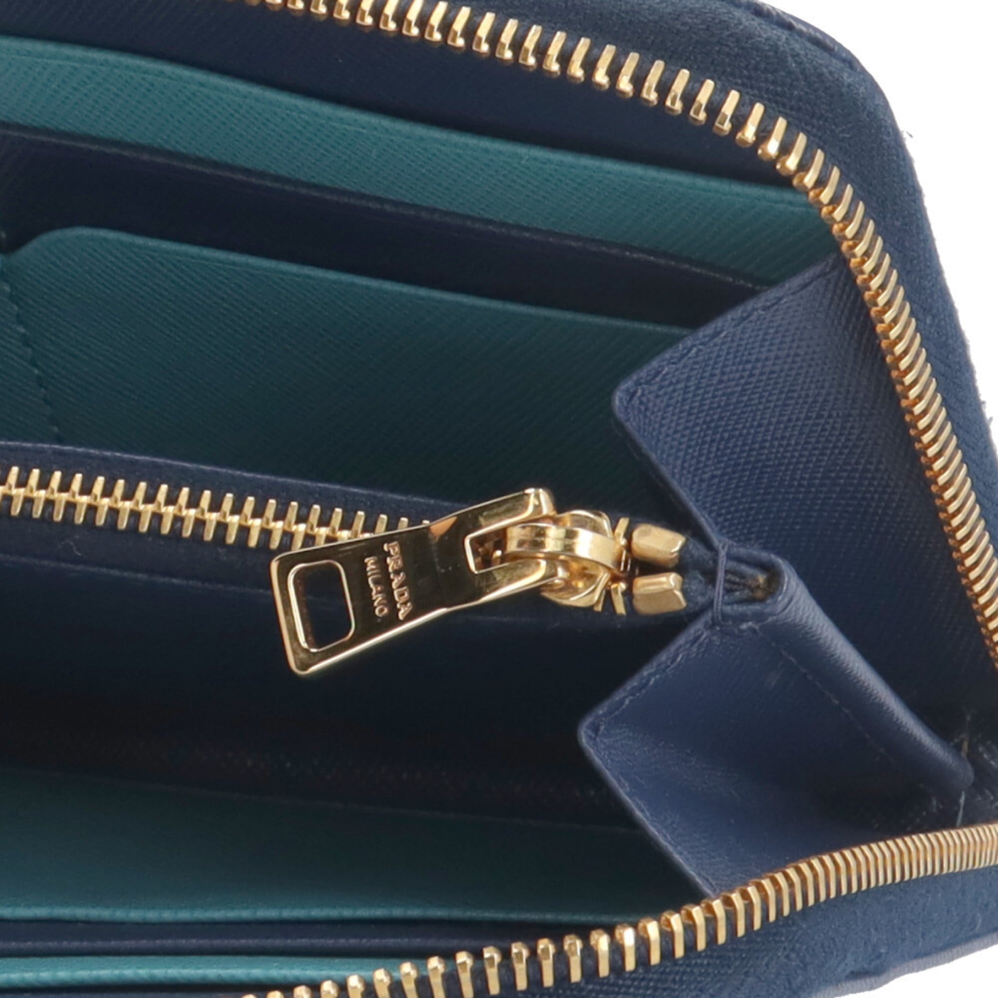 Prada Blue Leather Long Wallet (Bi-Fold)