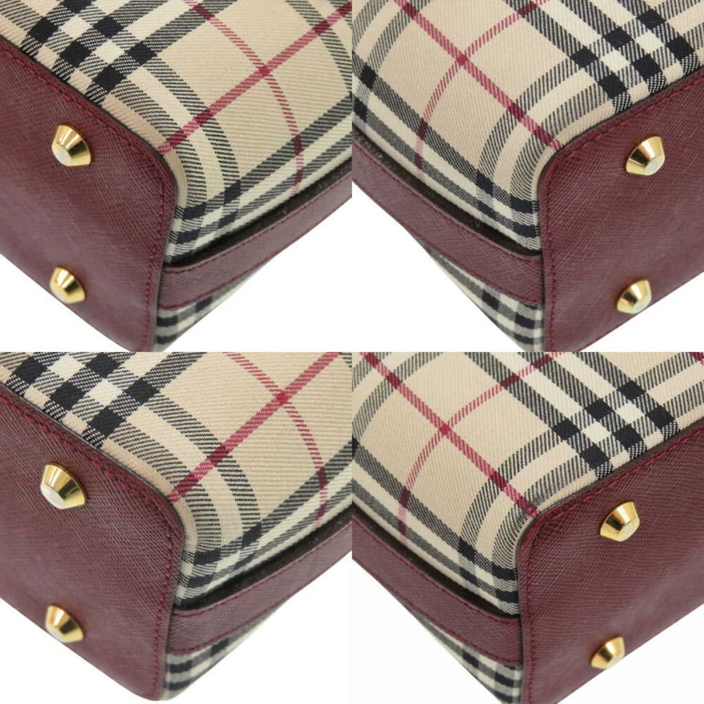 Burberry Beige Canvas Leather Handbag Shoulder Bag