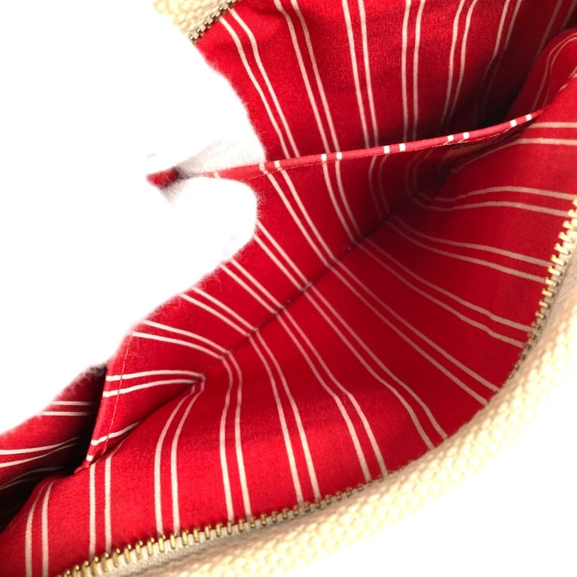 Louis Vuitton Beige Red Color Canvas Handbag Tote Bag