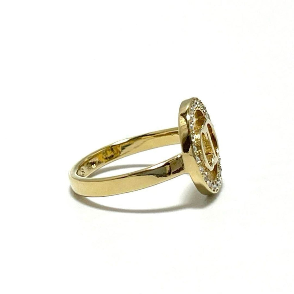 Christian Dior Metal Rhinestone Band Ring (Pre-Owned)