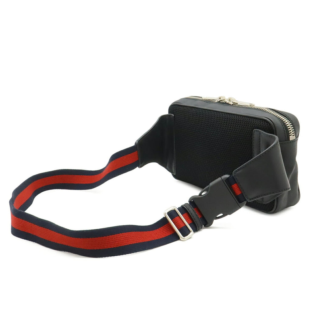 Gucci Black Dark Gray Multi-Color Navy Red Color Gg Supreme Leather Fanny Pack (Pre-Owned)