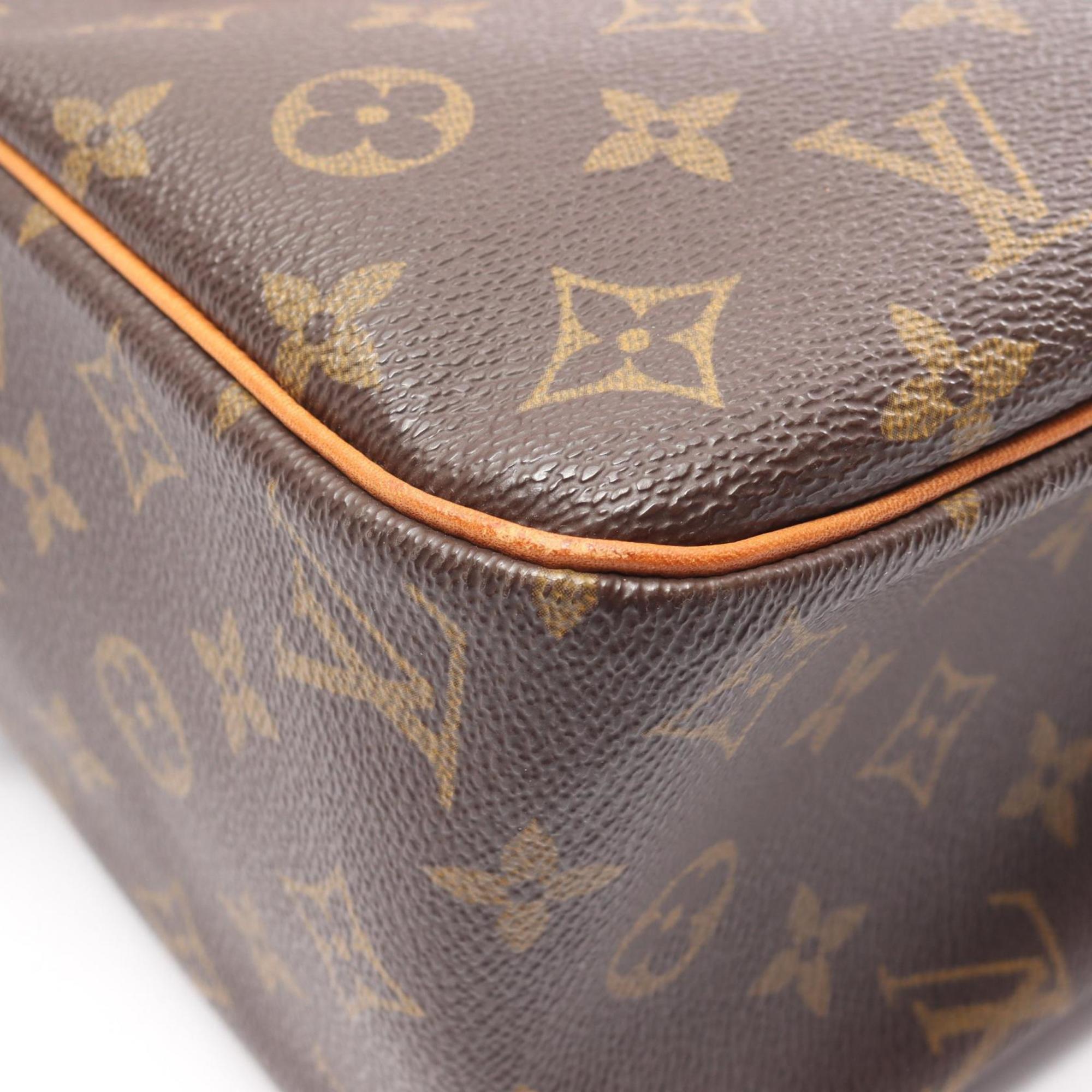 Louis Vuitton Brown Coated Canvas Leather Handbag Shoulder Bag