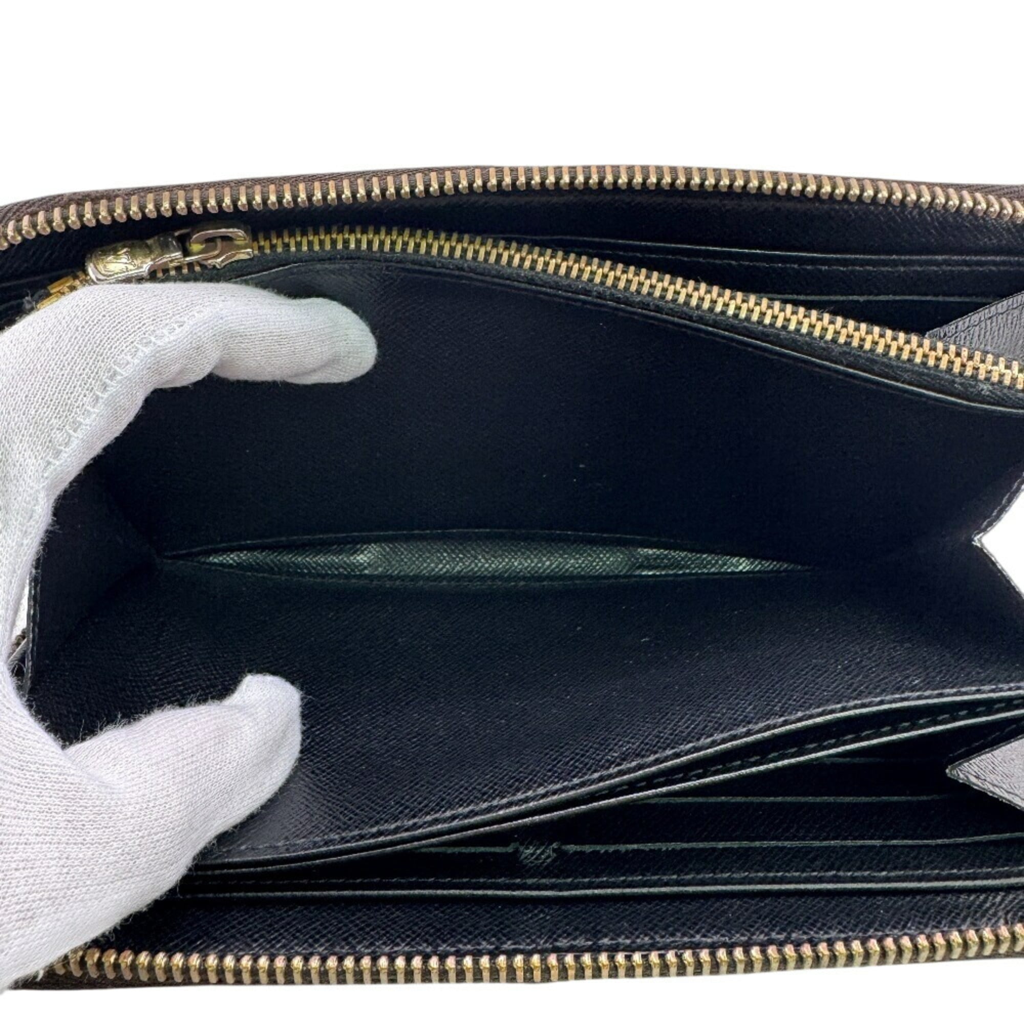 Louis Vuitton Black Brown Camel Leather Long Wallet