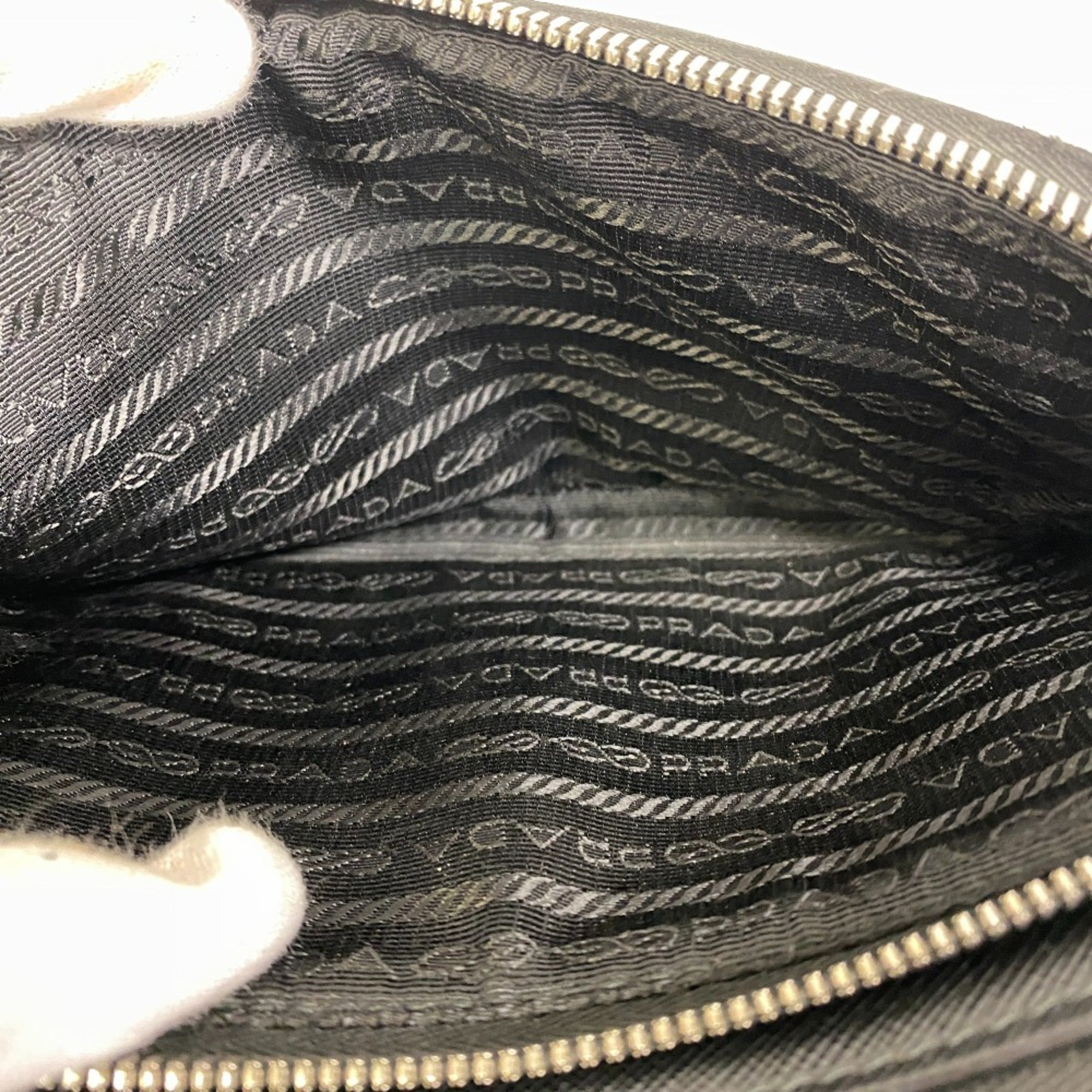 Prada Saffiano Black Leather Saffiano Triangle Beach Bag Sling Bag