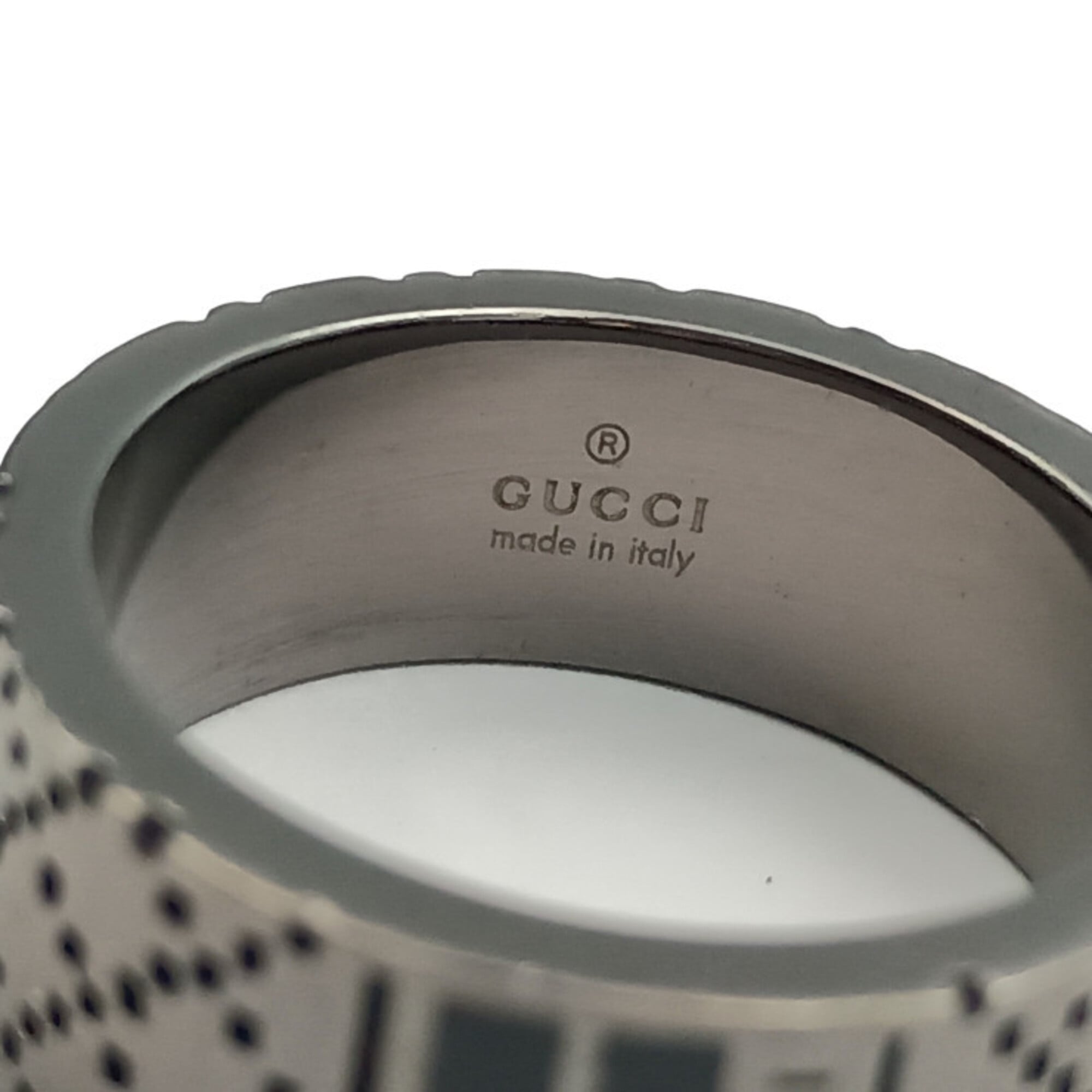 Gucci Silver Black Silver 925 Band Ring (Pre-Owned)