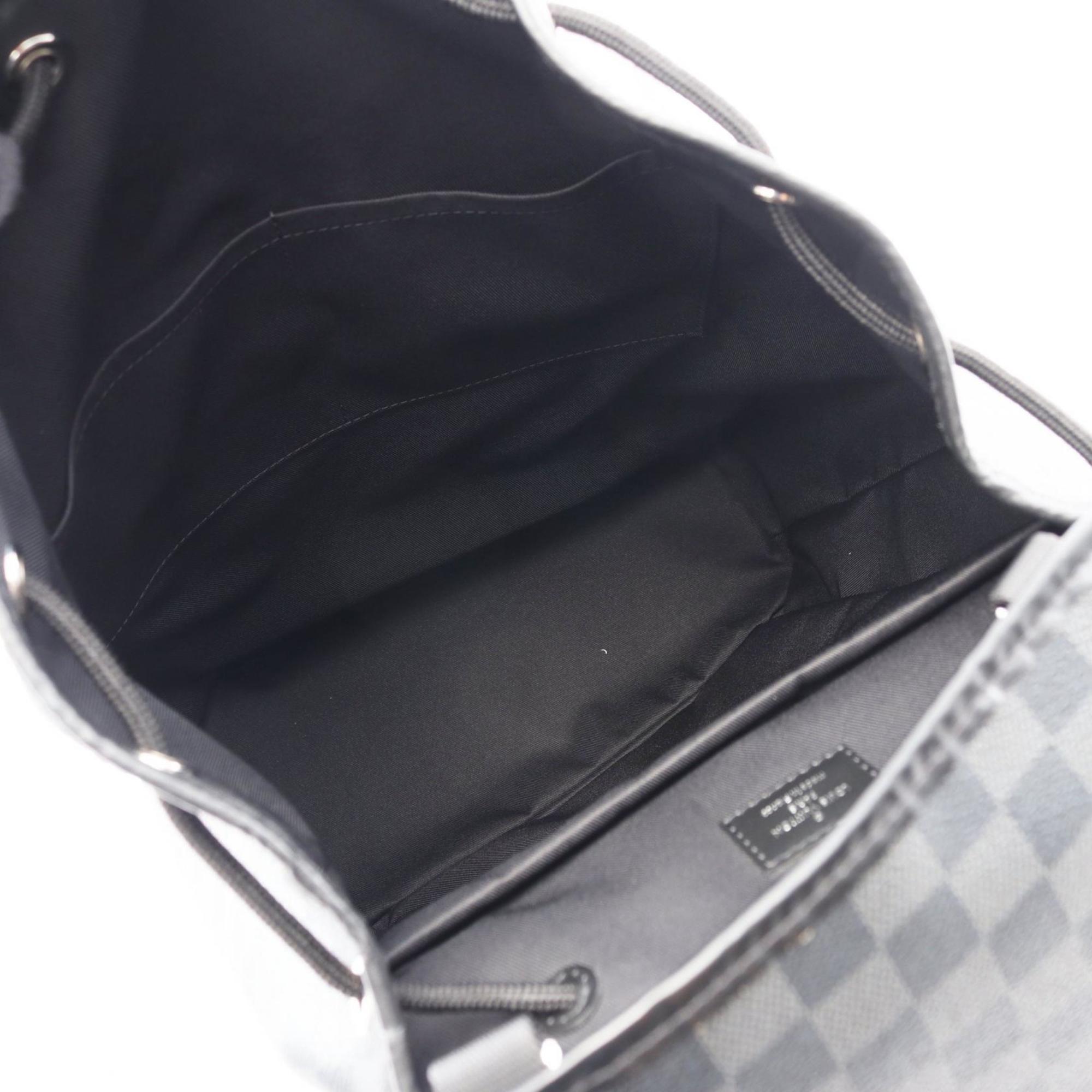 Louis Vuitton Black Coated Canvas Leather Backpack