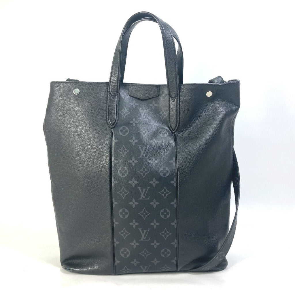 Louis Vuitton Taigarama Black Taiga Leather Monogram Eclipse Handbag Shoulder Bag Tote Bag