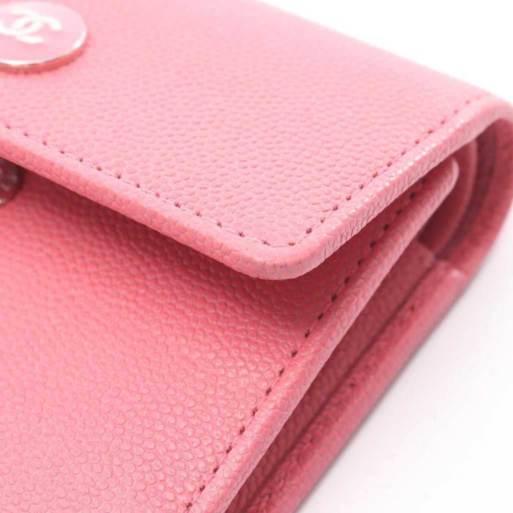Chanel Pink Grained Calfskin Wallet (Tri-Fold)