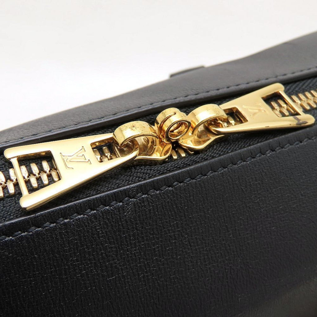 Louis Vuitton Black Brown Canvas Leather Handbag