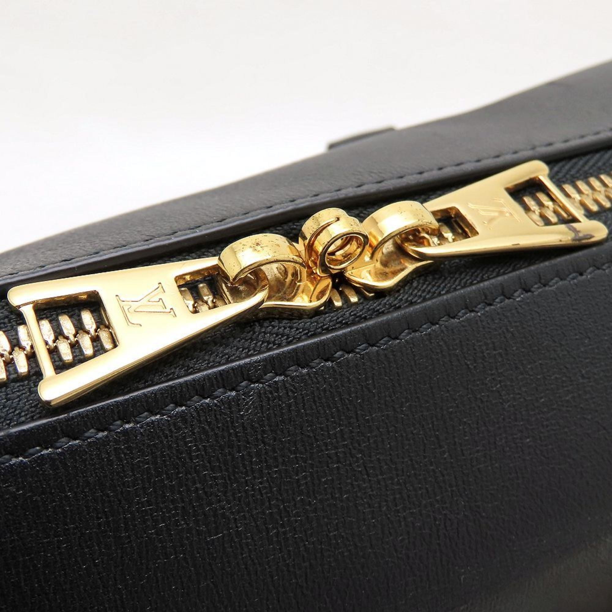Louis Vuitton Black Brown Canvas Leather Handbag