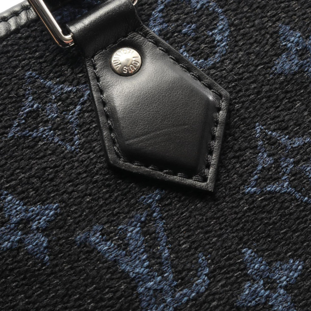 Louis Vuitton Black Leather Canvas Handbag Tote Bag