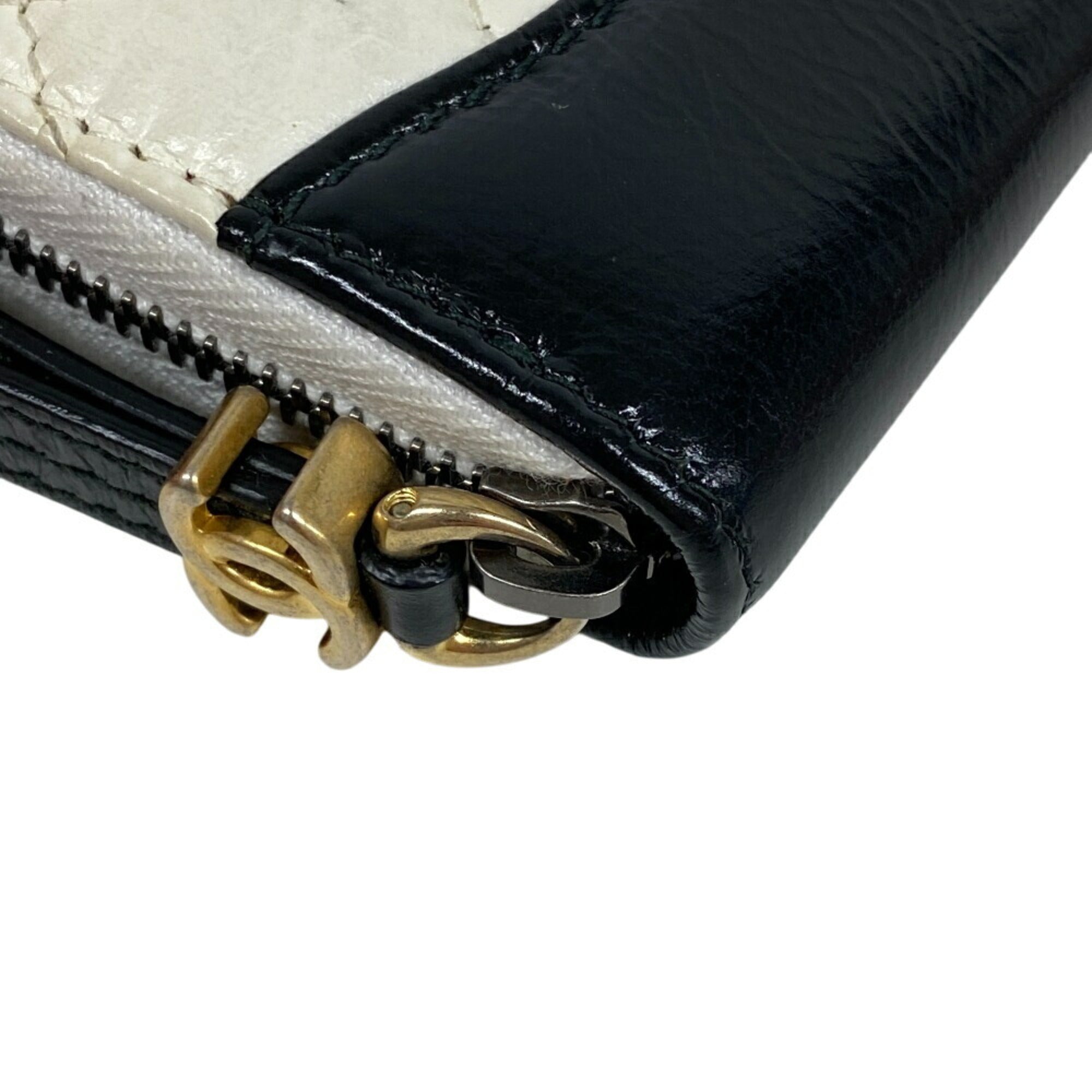 Chanel Black White Leather Coin Purse/Coin Case
