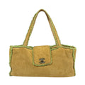 Chanel Mouton Brown Green Leather Handbag