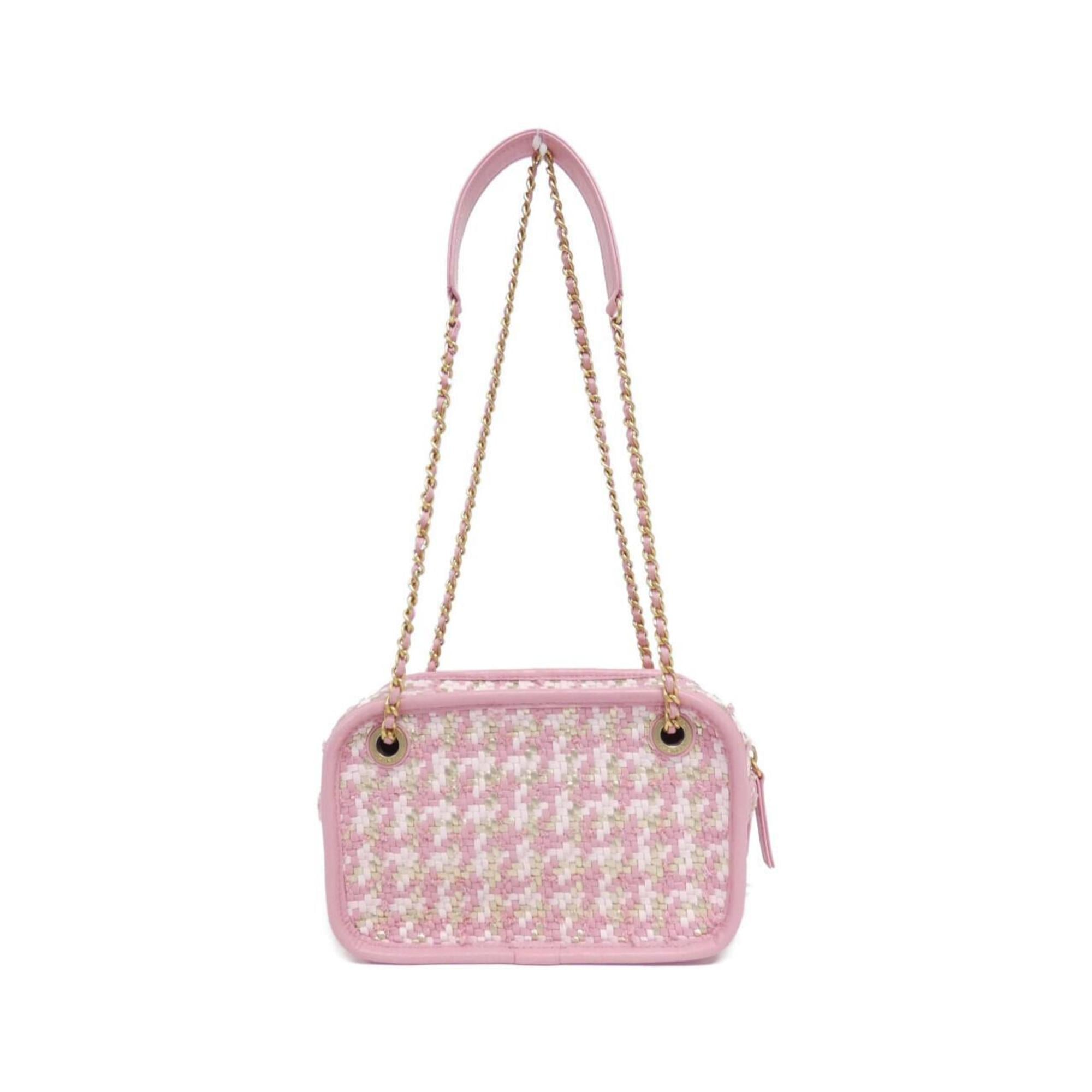 Chanel Gold Pink Viscose Leather Shoulder Bag