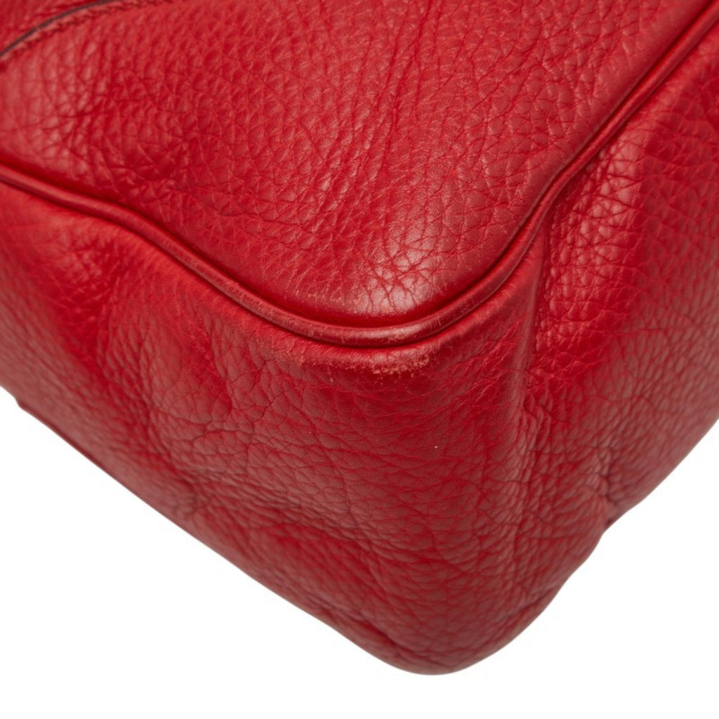 Gucci Bamboo Red Color Leather Handbag Shoulder Bag (Pre-Owned)
