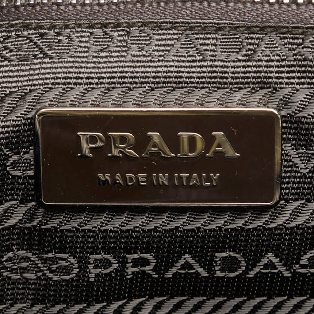 Prada Brown Khaki Nylon Leather Handbag Shoulder Bag