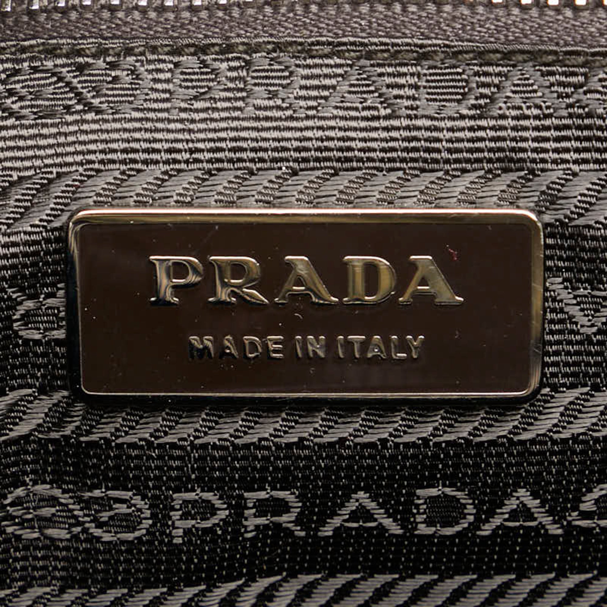 Prada Brown Khaki Nylon Leather Handbag Shoulder Bag