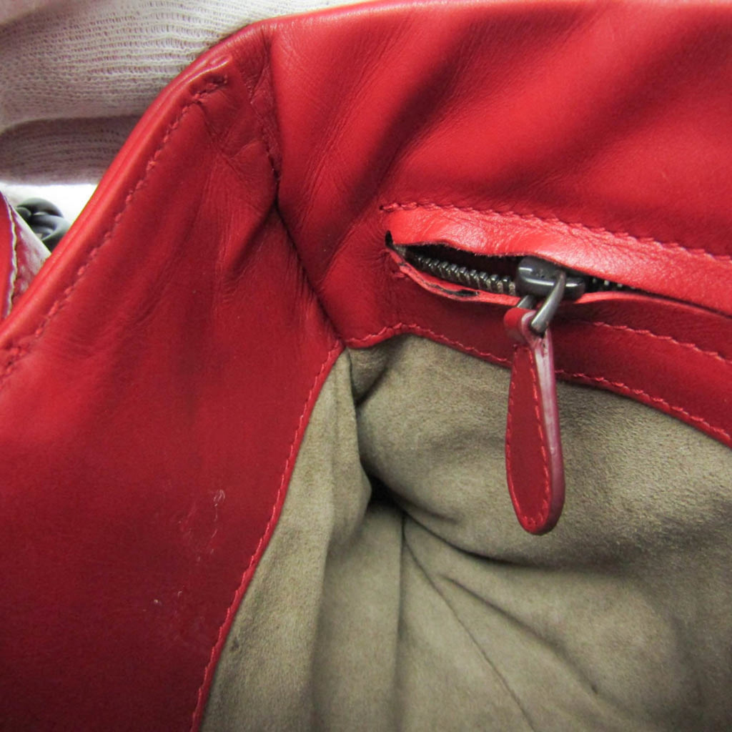 Bottega Veneta Roma Bag Intrecciato Nappa Red Leather Shoulder Bag Bag
