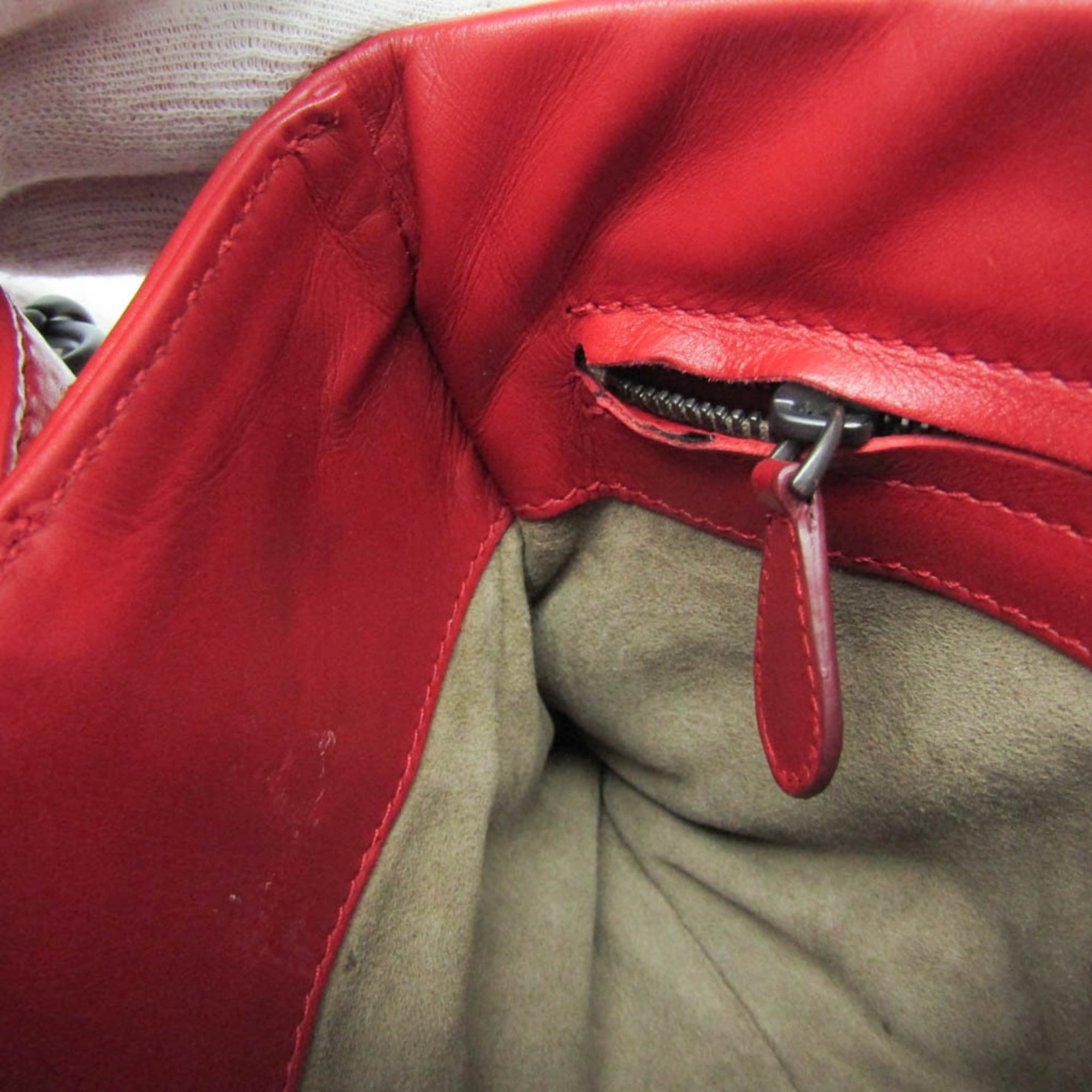 Bottega Veneta Roma Bag Intrecciato Nappa Red Leather Shoulder Bag Bag